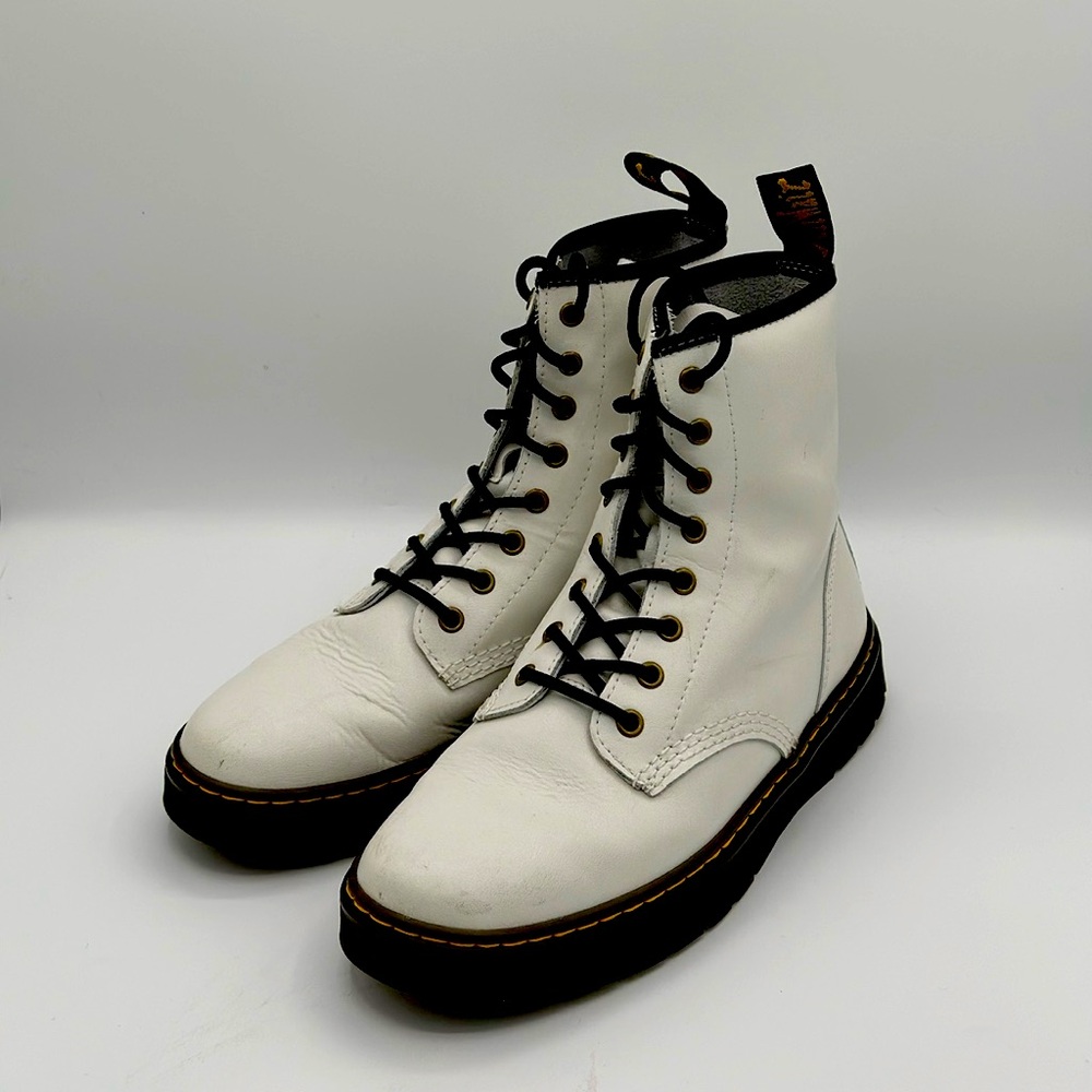 Dr. Martens Zavala White Leather Boots Airway Mens 9 Womens 10; Slightly Worn